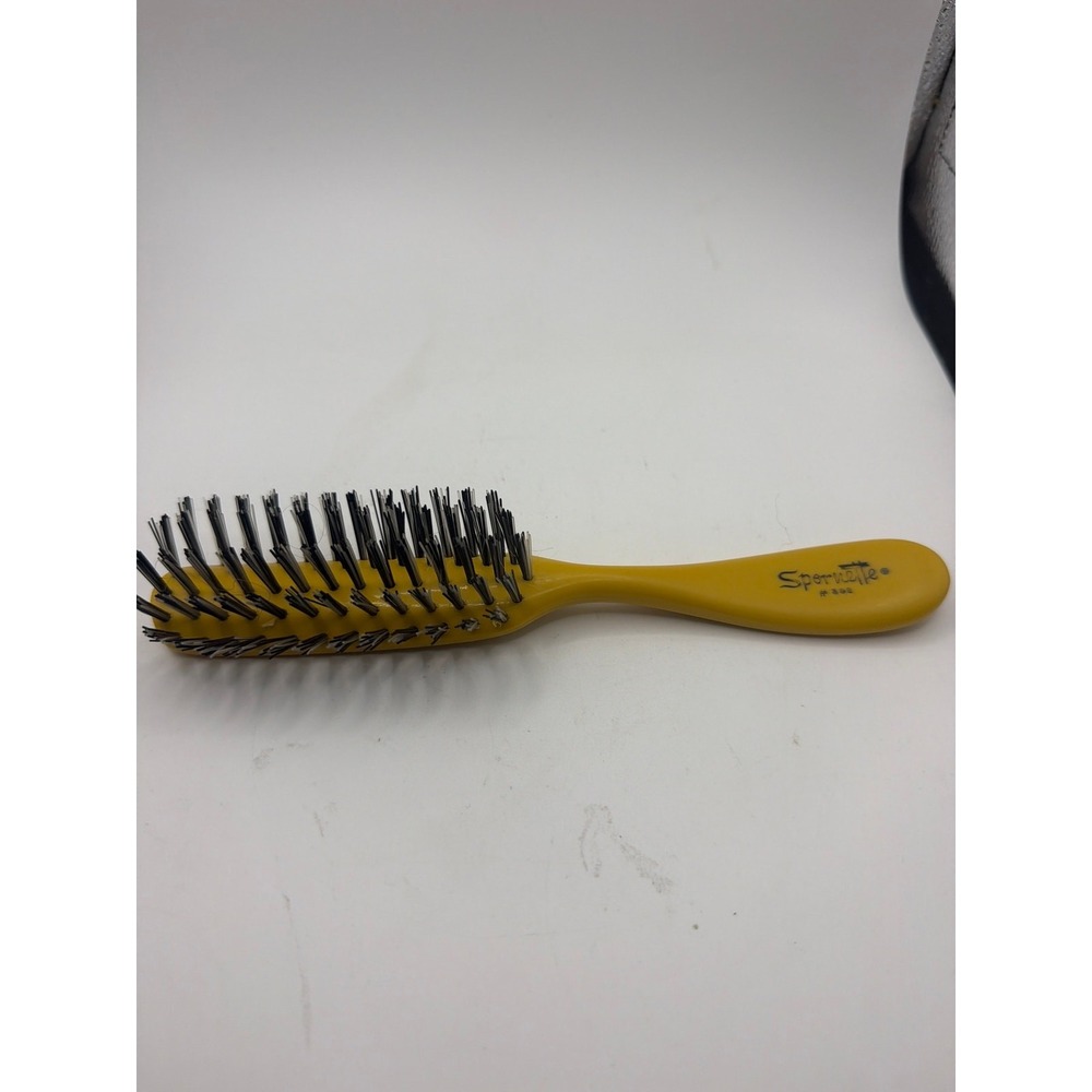 Vintage Hairbrush Spornette Retro  #398 Great Cond yellow